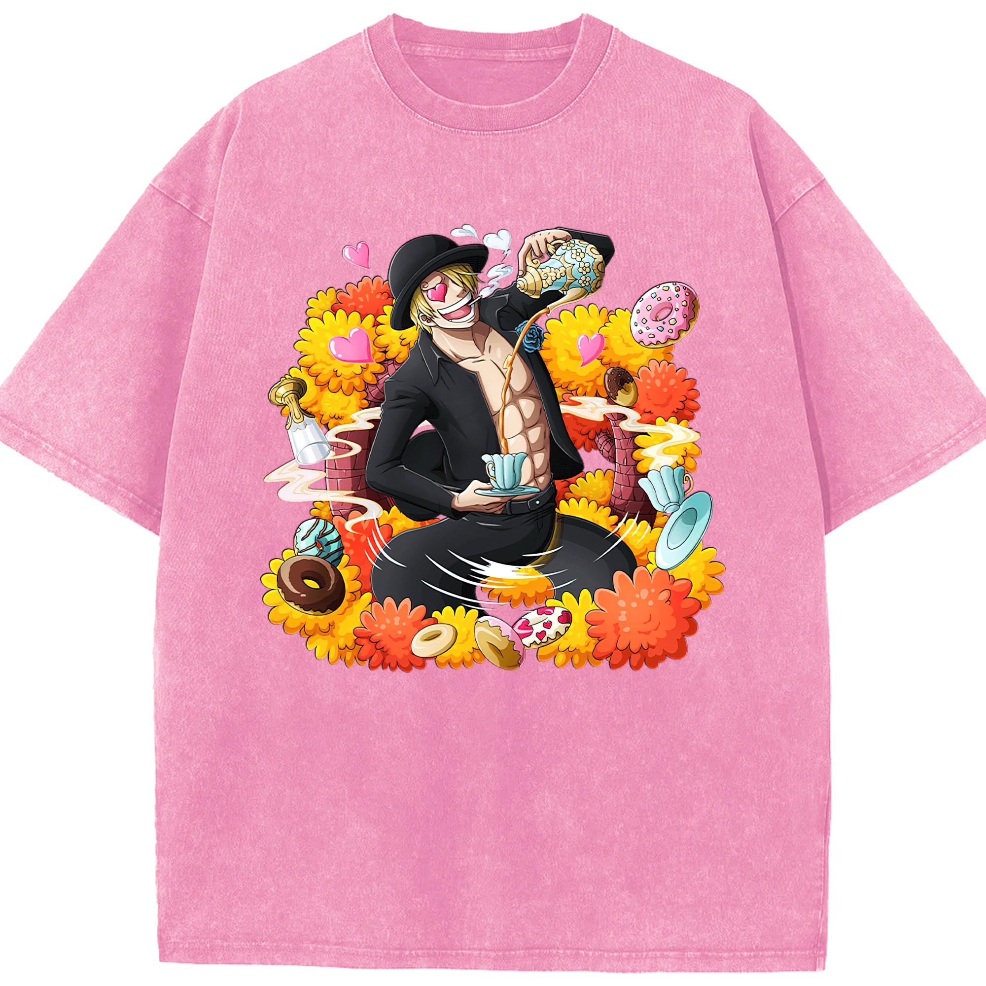 （画像用） ワンピース サンジ ONE PIECE Sanji 綿100% ヴィンテージ風 半袖Tシャツ（フロントプリント）